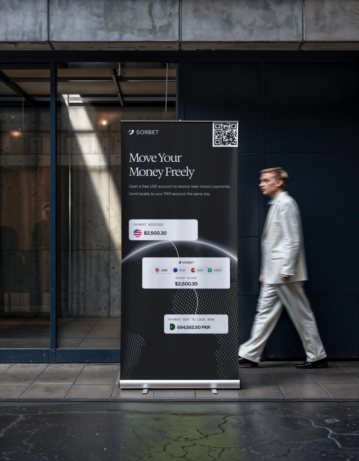 Roll-up banner — Move Your Money Freely with Sorbet
