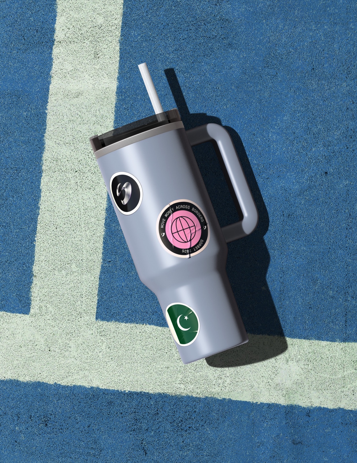 Branded tumbler with Sorbet and Pakistan stickers